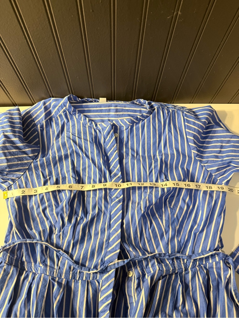 Blue & White Striped Midi Dress - Classic Shirt Dress - Picture 8 of 15